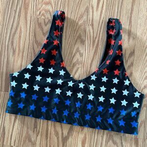 Sz XL - NWOT Stars Black Sports Bra -  Goldsheep